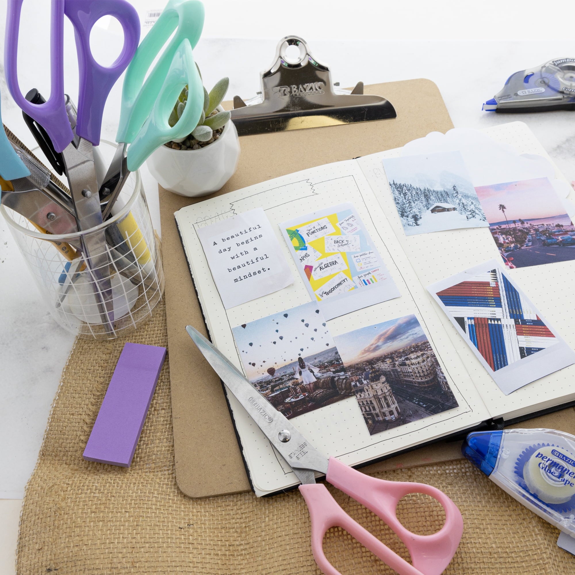 BAZIC 8" Pastel Stainless Steel Scissors, Straight Handle Sharp Blades, 24-Pack