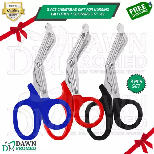 3 Pcs Christmas Gift For Nursing Emt Utility Scissors 5.5" Ems Bandage Shears