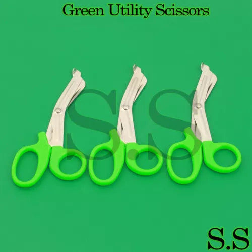 3 Pcs New Green Utility Scissors 5.5" Multi-Purpose Diy Ems Emt Universal Shears