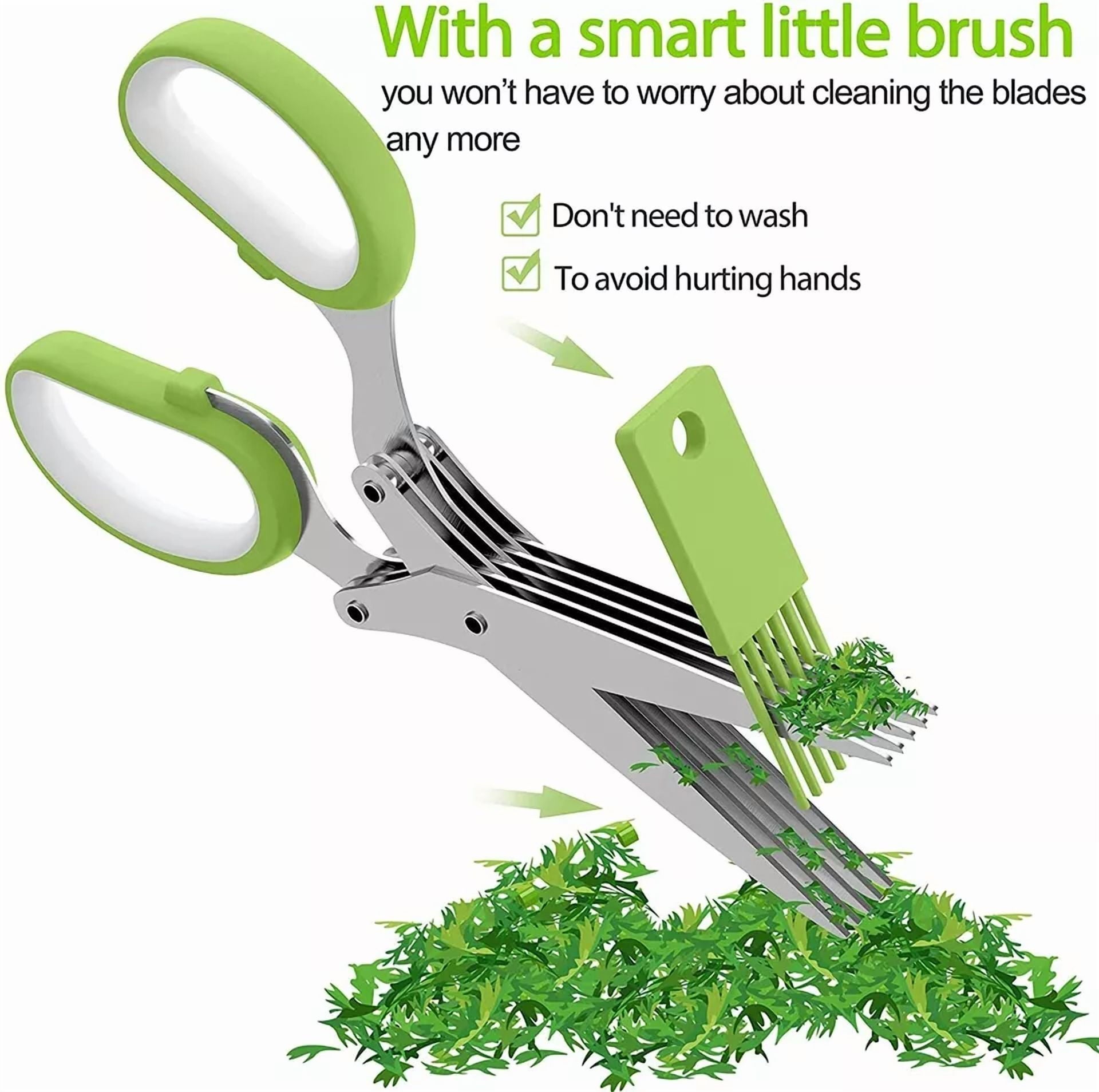 Herb Scissors Stainless Steel - Multipurpose Herb Cutter, Cilantro, Kitchen Herb