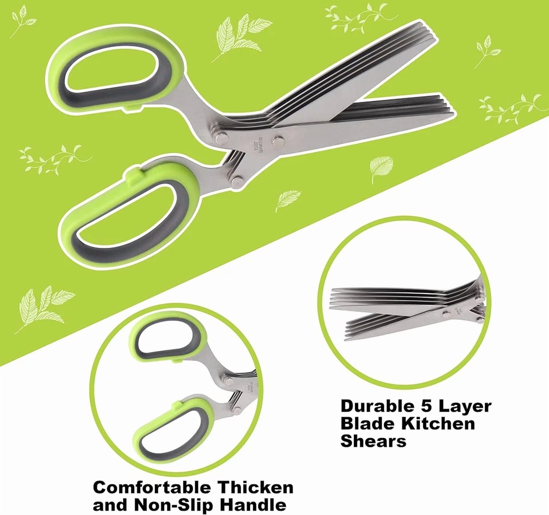 Herb Scissors Stainless Steel 5 Blade Kitchen Scissors, Dishwasher Safe, Tool