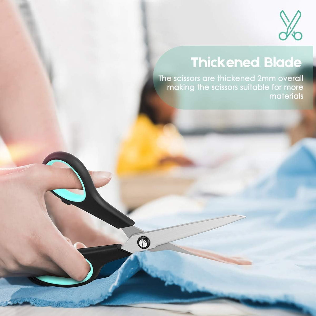 3-Pack 8" Heavy Duty Scissors with Ultra Sharp Blades and Comfort Grip Handles - For Office, Sewing, Handcraft Workshop, Home and Crafts, Etc.