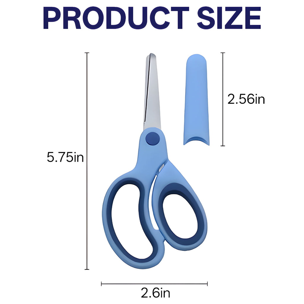 CCOCC Scissors for Office,Polished Stainless Steel Blades,Comfortable Grip Handles,Safety Round Tip Design,Blue