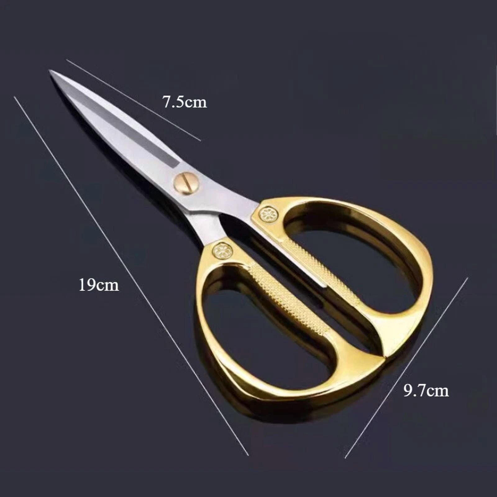 7.5" Home Kitchen Scissors Sharp Stainless Steel Gold Cutting Sewing Shear Us