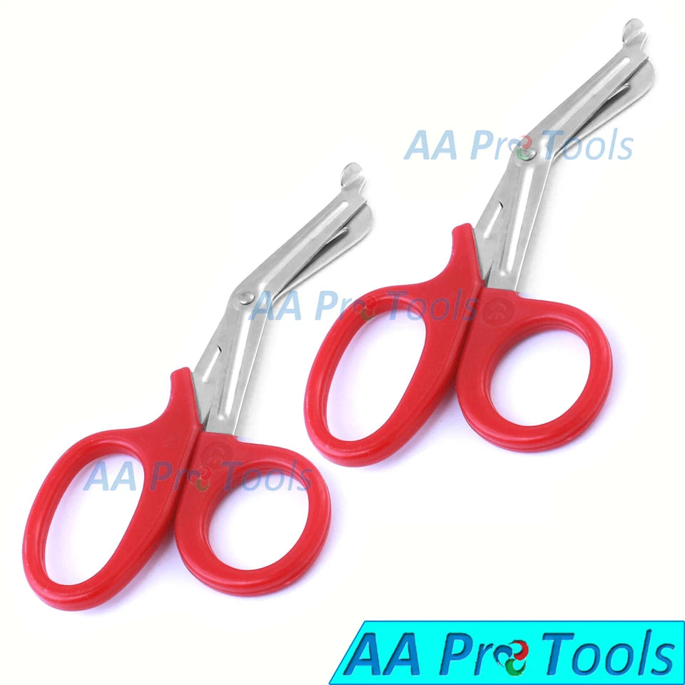 2 New Pairs 7 1/2" Emt Bandage Scissors Trauma Shear 7.5" Red Utility Shears