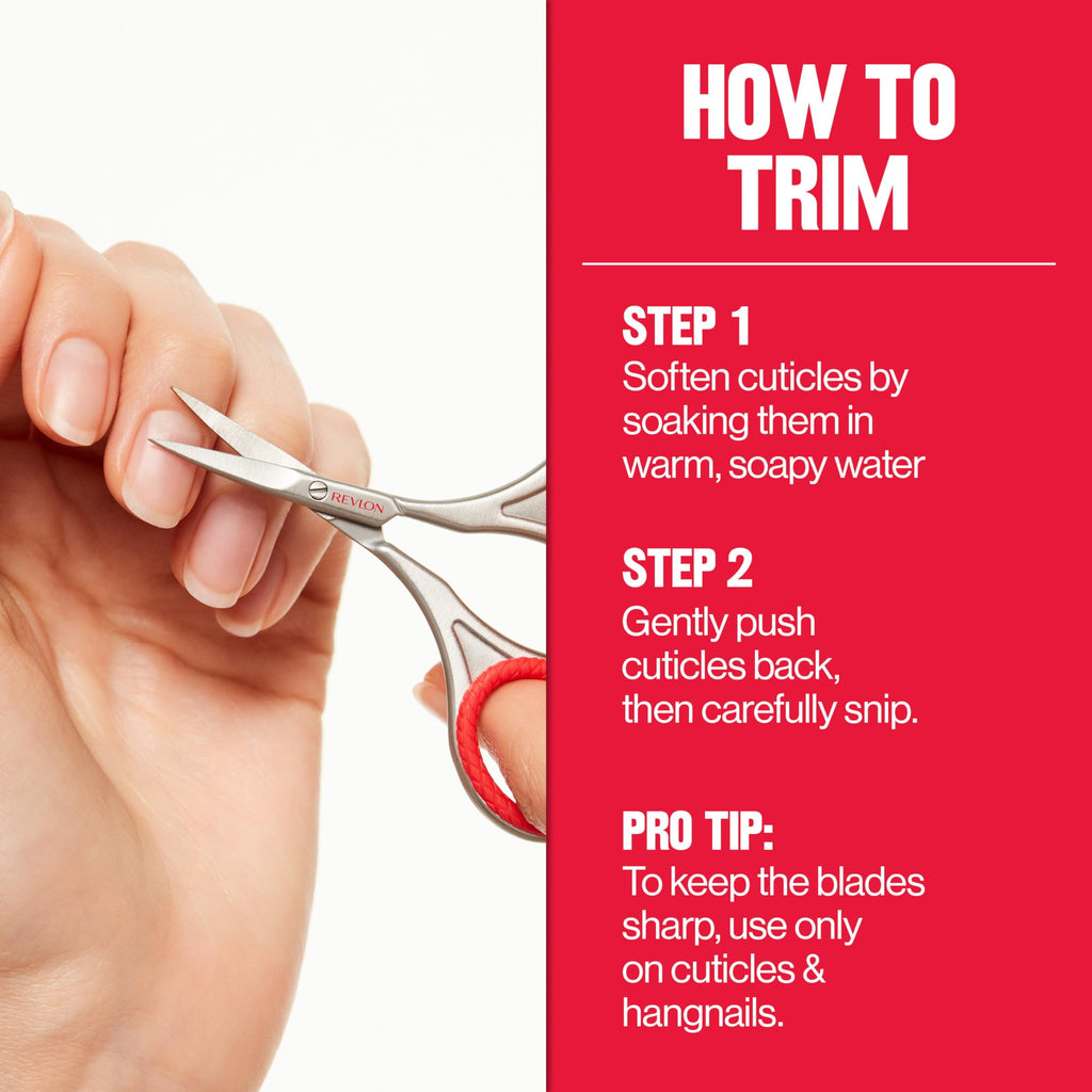 Revlon Cuticle Scissors, Manicure Tool for Safe Nail Care, Hangnail Trimming, Ultra-Fine Stainless Steel Curved Blade, 1 Count