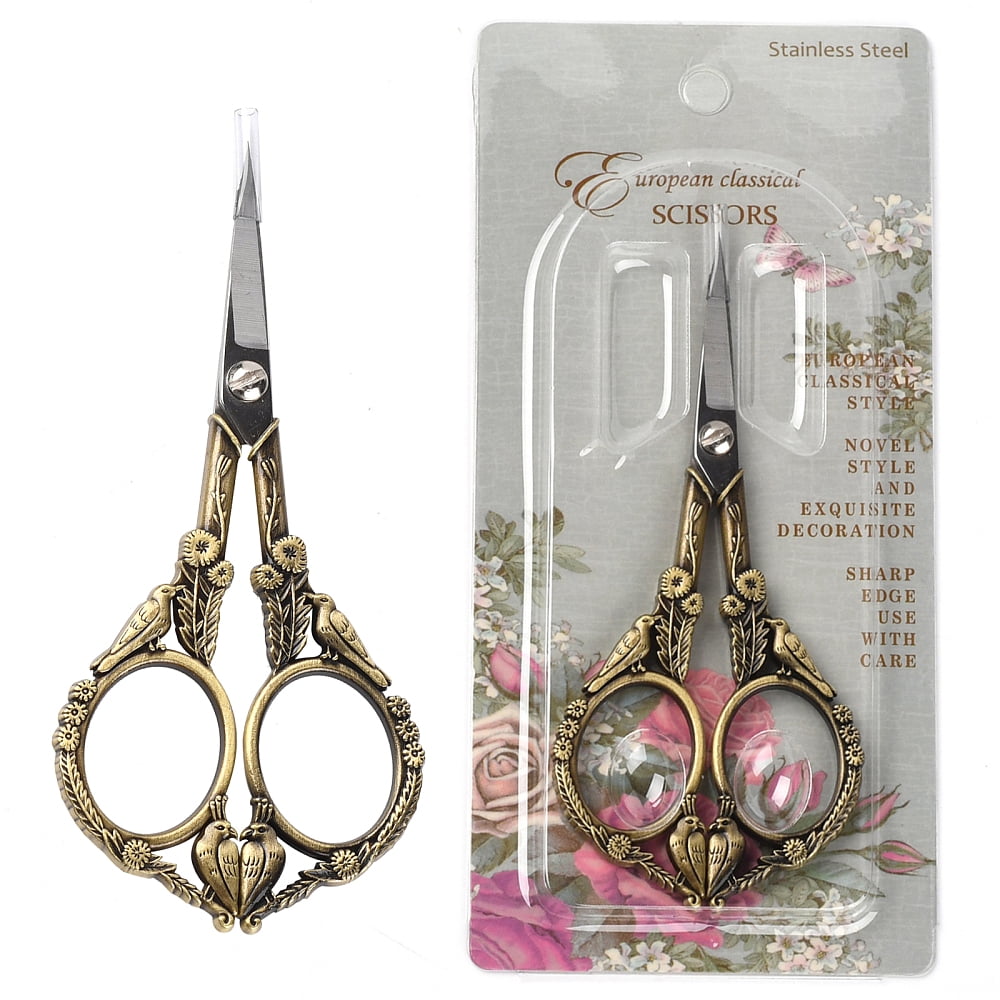 4.67Inch Embroidery Sewing Scissor Stainless Steel Retro-Style Peacock Needlework Sewing Scissor for Paper Fabric Cutting Craft Threading Cross-Stitch Household Daily Use Antique Bronze