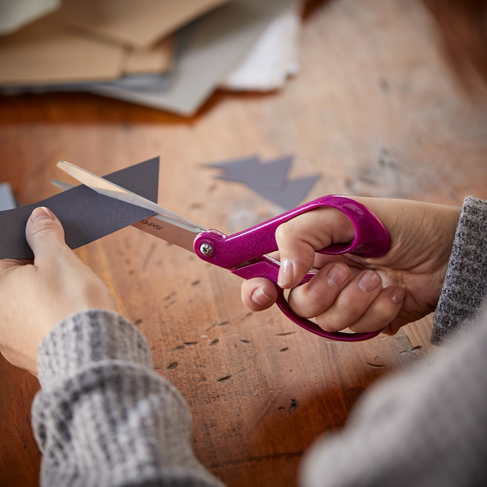 Fiskars 8" Glitter Bent Sewing Scissors, Sparkle, Color May Vary