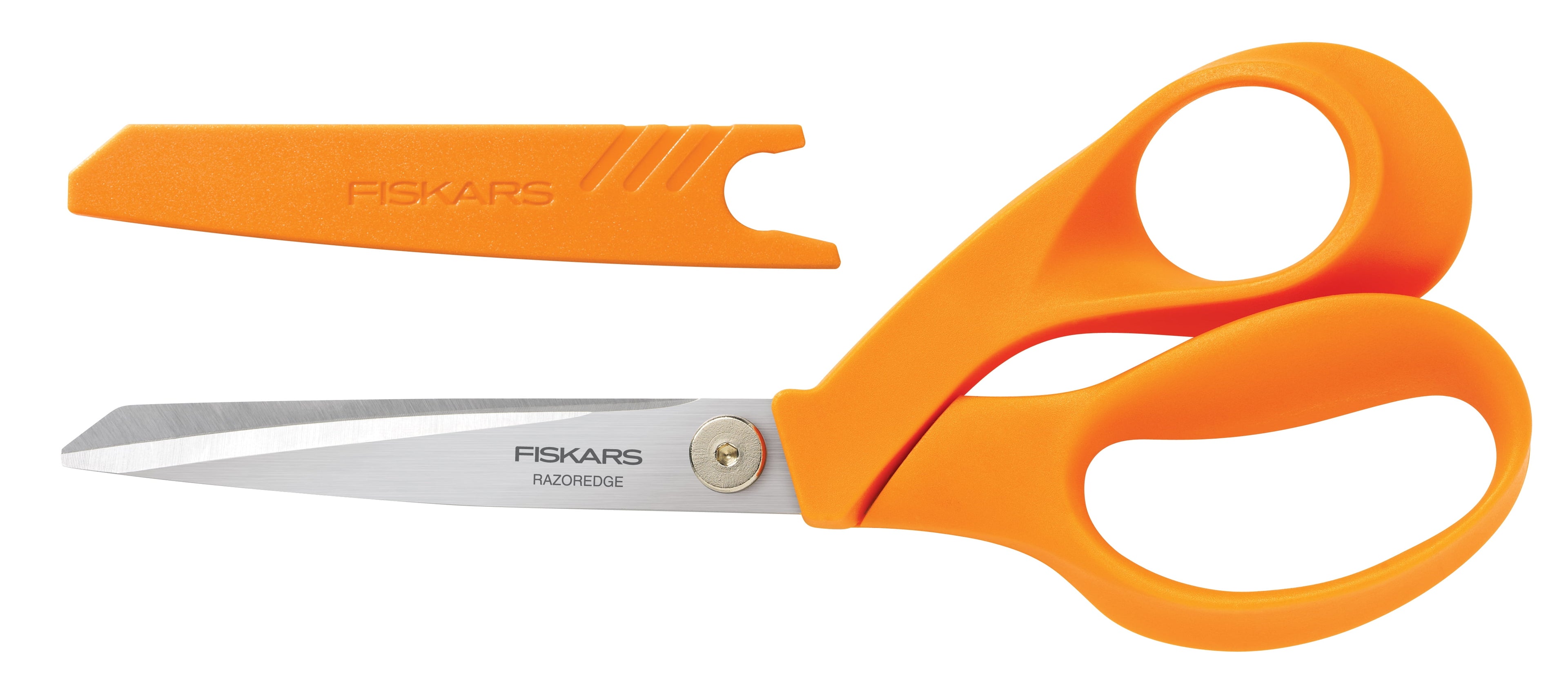 Fiskars RazorEdge SoftGrip Fabric Scissors, 8" Heavy Duty Bent Blade, Orange