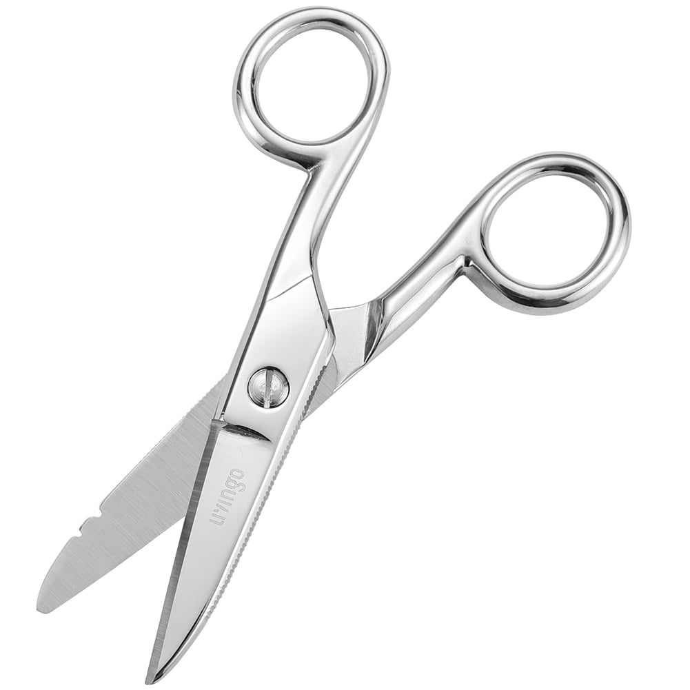 LIVINGO 5 1/5 in Electrician Scissors, Stainless Steel Heavy Duty Wire Cable Shears