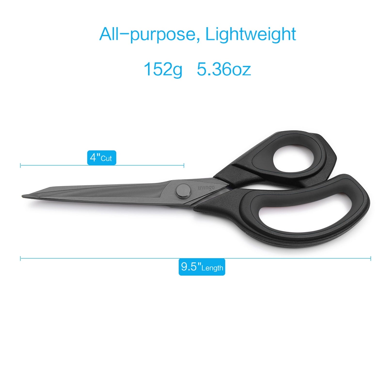 LIVINGO Sharp Fabric Scissors, Titanium Heavy Duty Shears for Sewing Craft, 9.5" Black