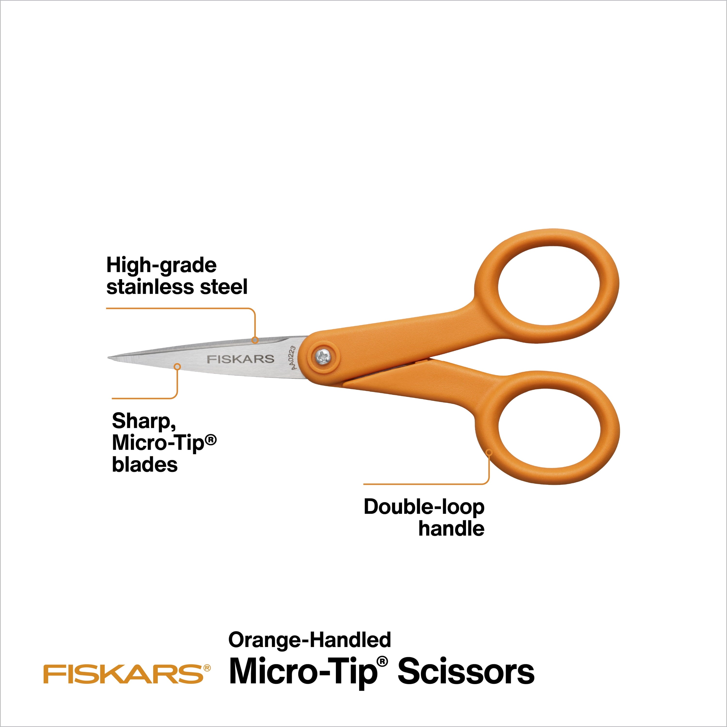 Fiskars Scissors 5" Micro-Tip Scissors, Orange