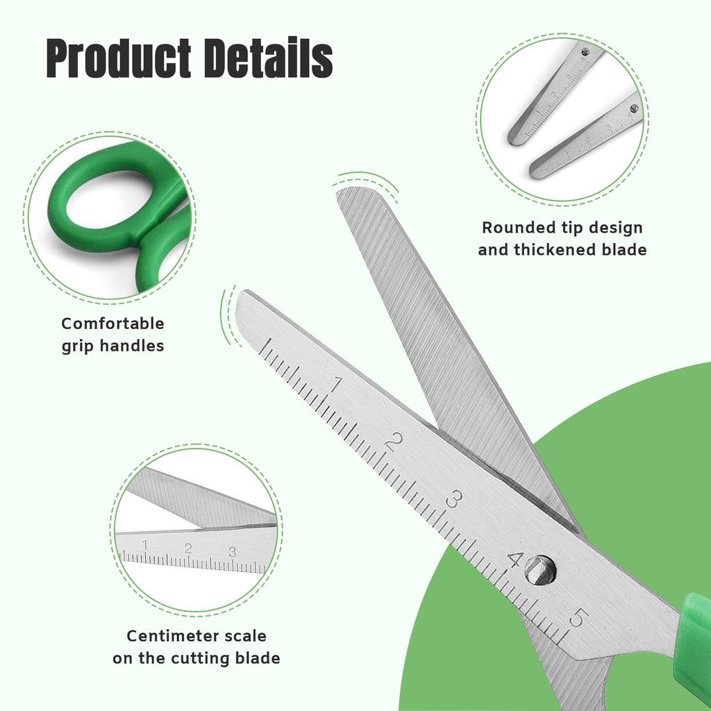 AGCAN 25 Pack Scissors Bulk with scale, 5 Inch Blunt Tip Safety Scissors for Classrooms, Sewing Craft Supplies