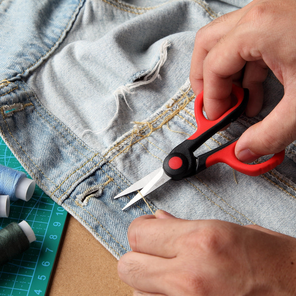 LIVINGO Sharp Sewing Scissors Set Titanium Fabric Cutting Scissors Thread Snips Embroidery Red