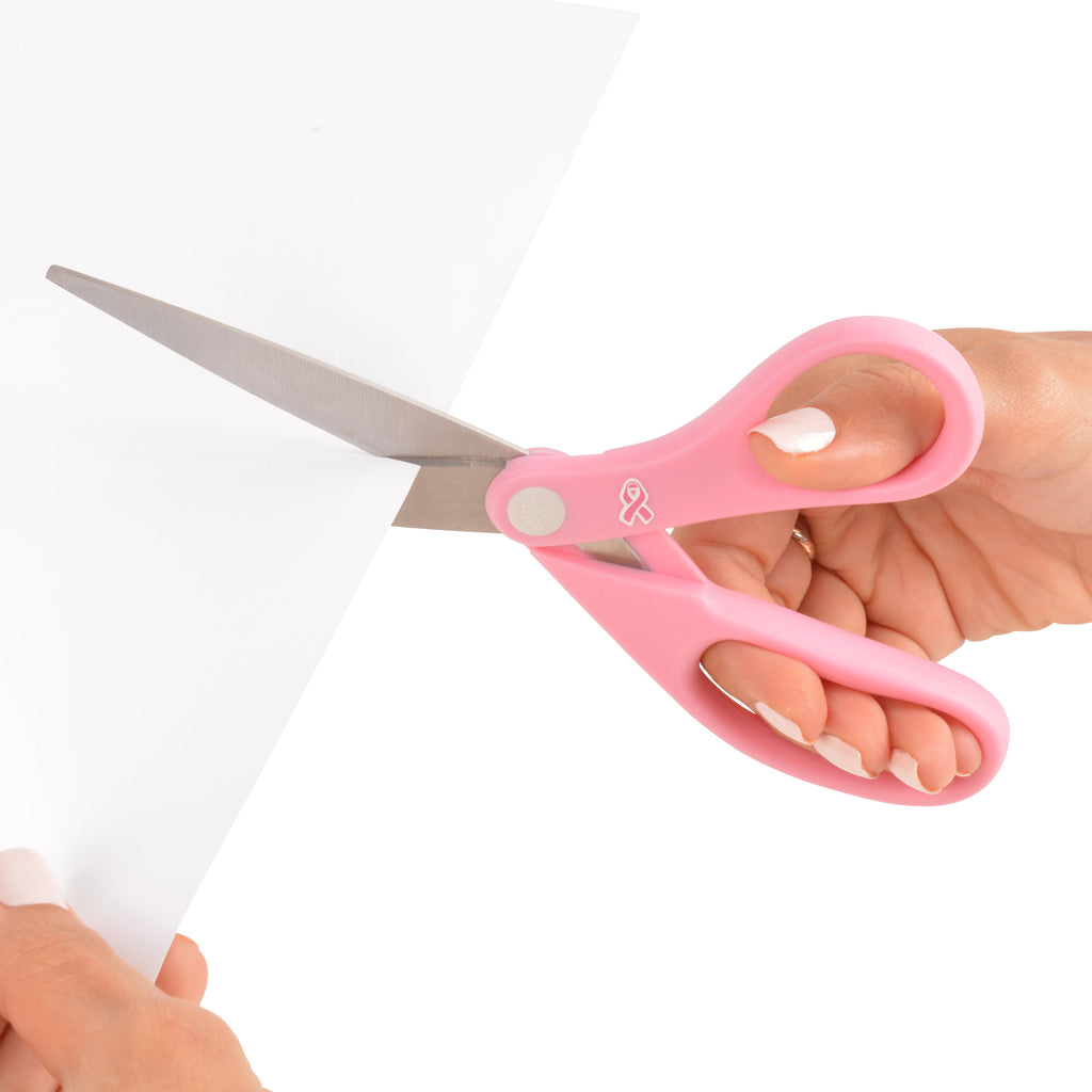 Westcott 8" All-Purpose Scissors, Breast Cancer Awareness, High School, Pink, 1-Count