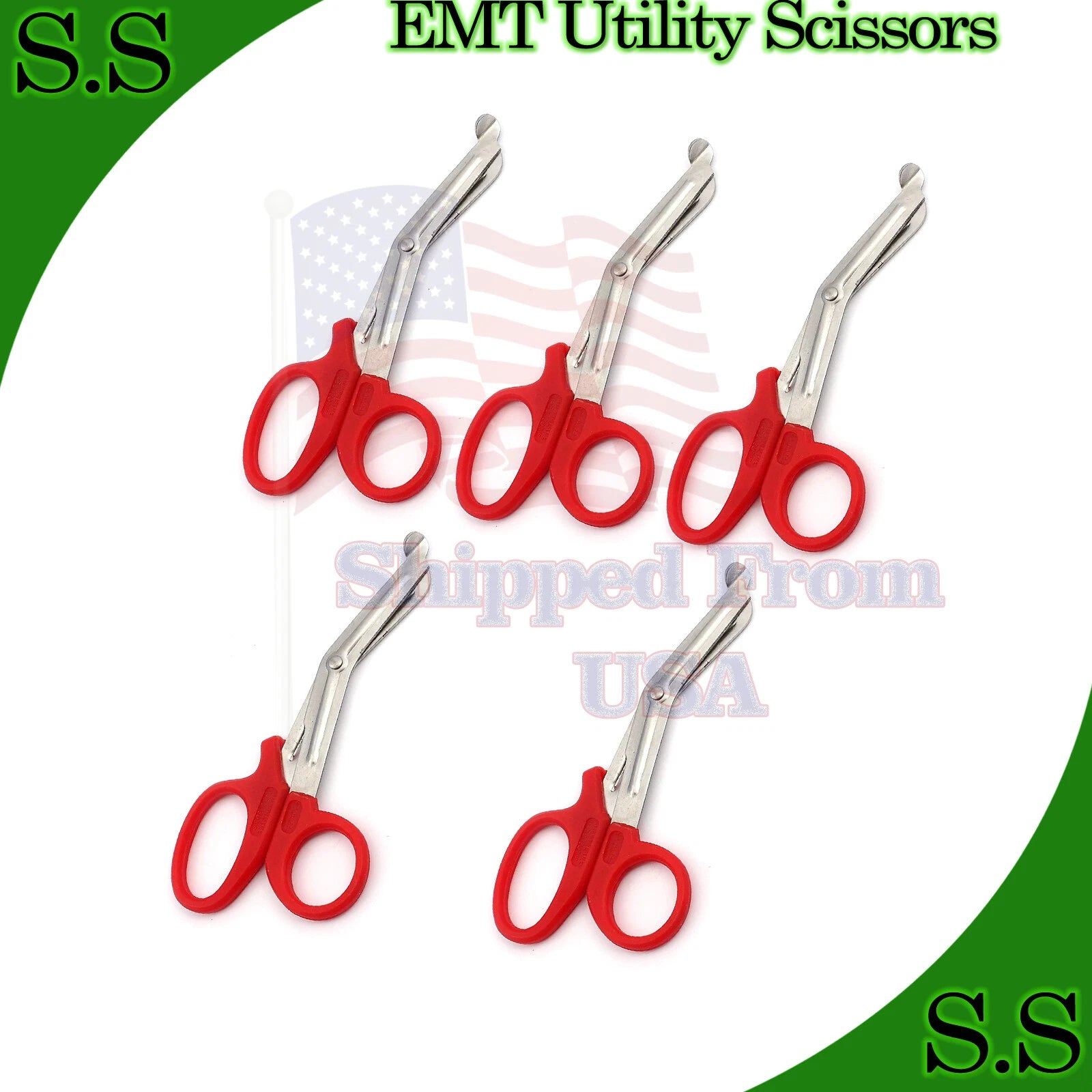 5 Pieces Emt Utility Scissors 7.5" (Red)