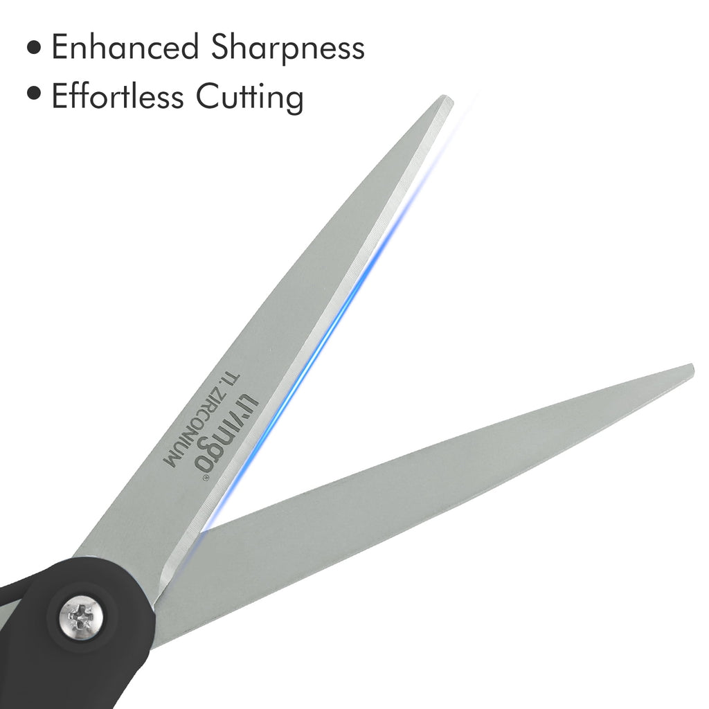 LIVINGO 8" Office Scissors Sharp Blades Titanium Office Home Crafts Cutting Paper, 3 Pack, Assorted