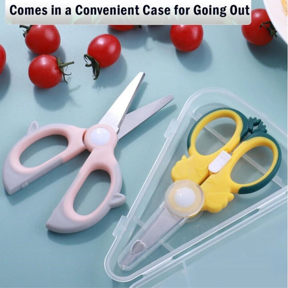 2Pcs Portable Baby Food Scissors With Safety Lock And Storage Case,Kicthen Shear