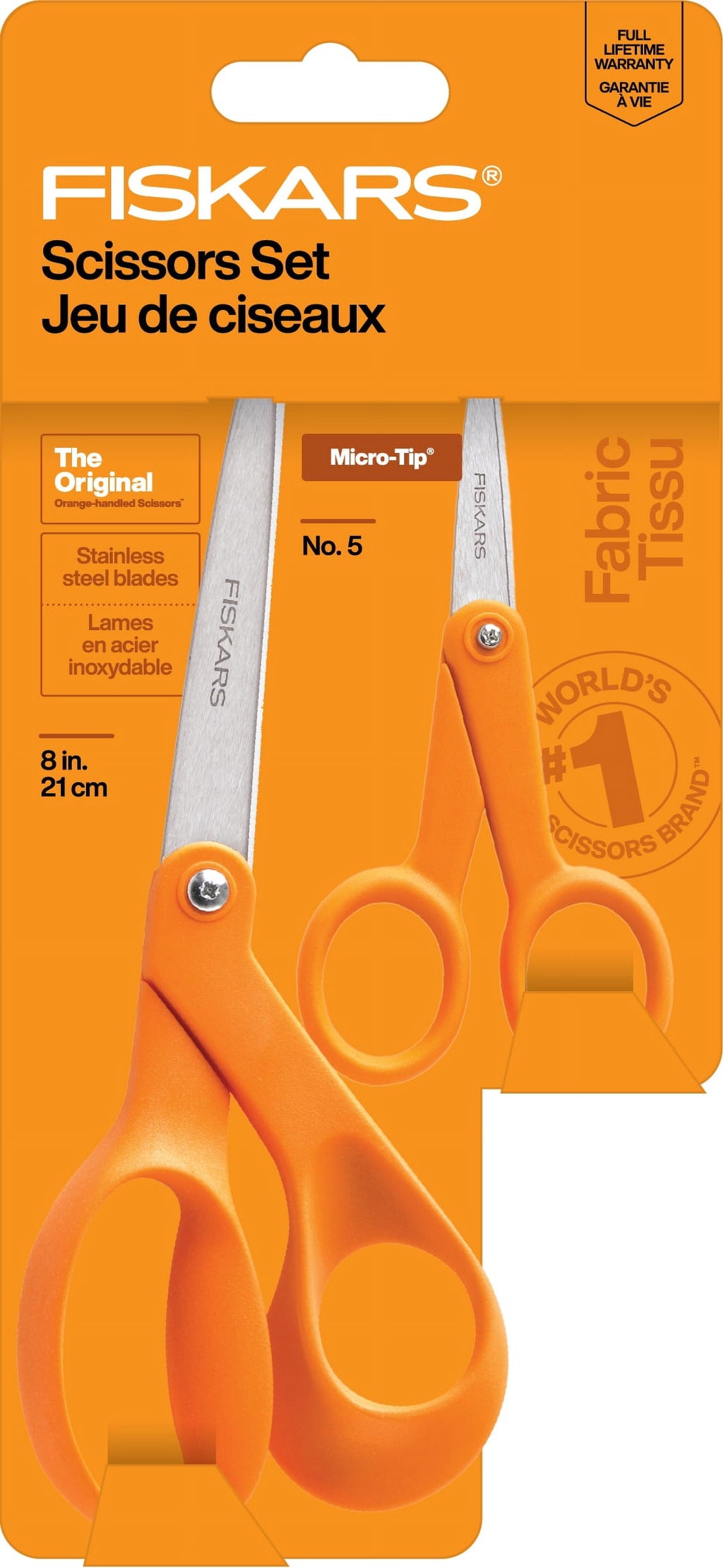 Fiskars Crafting Scissors 2-Piece Set: 8-inch and 5-inch Microtip Scissors
