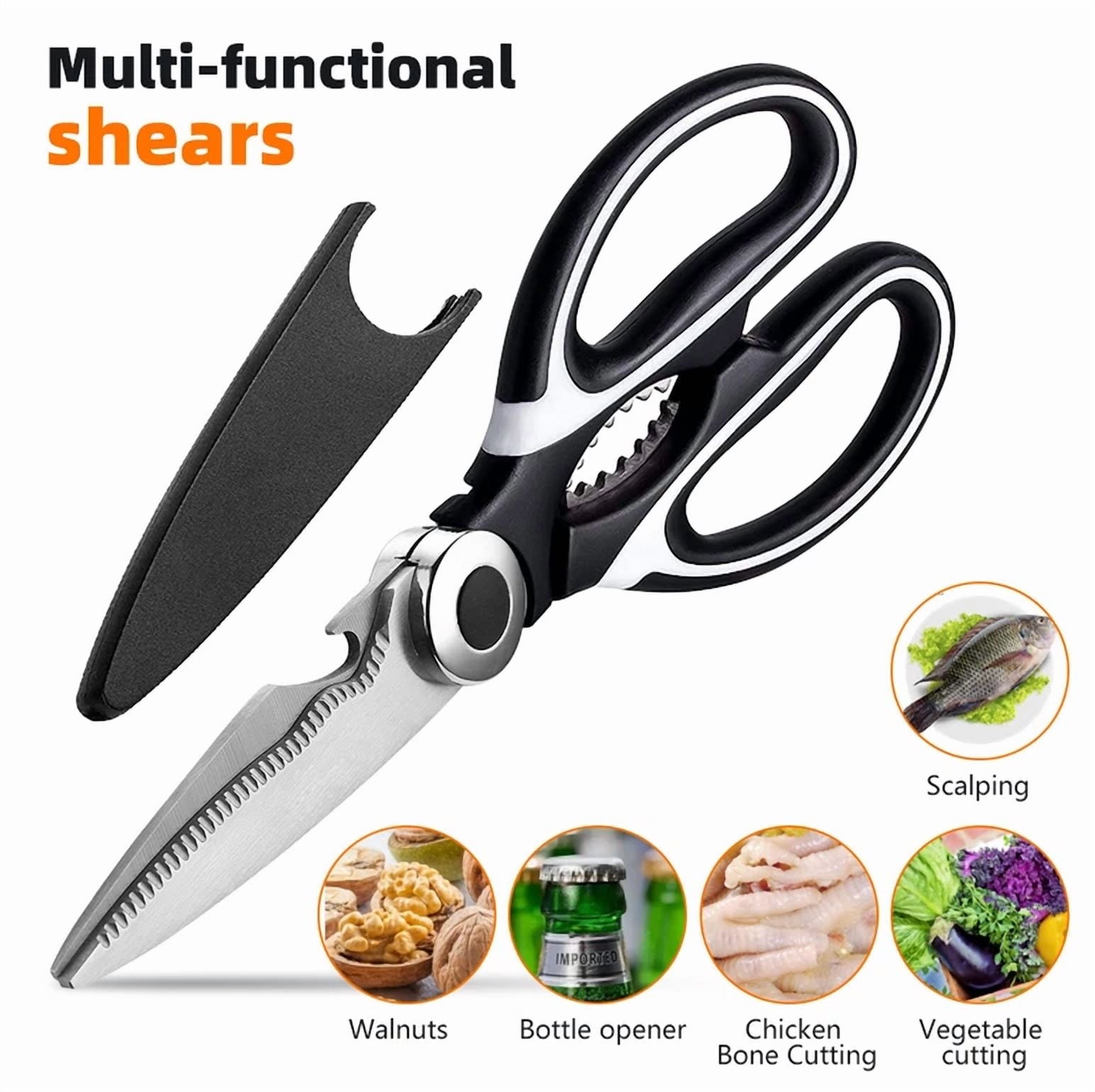 Kitchen Shears Heavy Duty Scissors Meat Fish Chicken Bone Stainless Steel Tool
