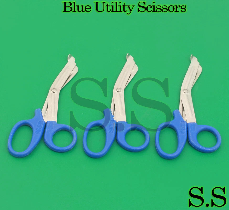 3 Pcs New Blue Utility Scissors 5.5" Multi-Purpose Diy Ems Emt Universal Shears