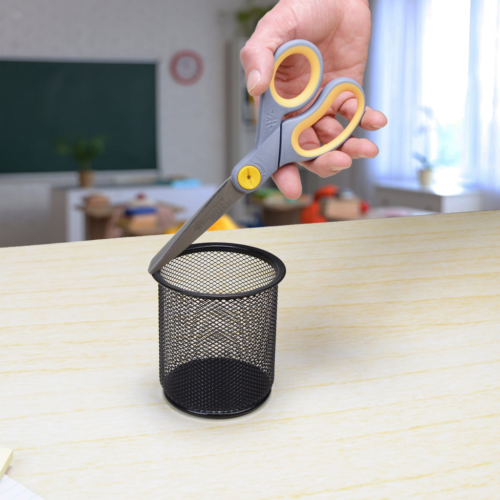 (2 pack) Westcott Titanium Bonded Adjustable Glide Scissors, 8", Grey & Yellow, for Office, 1-Count