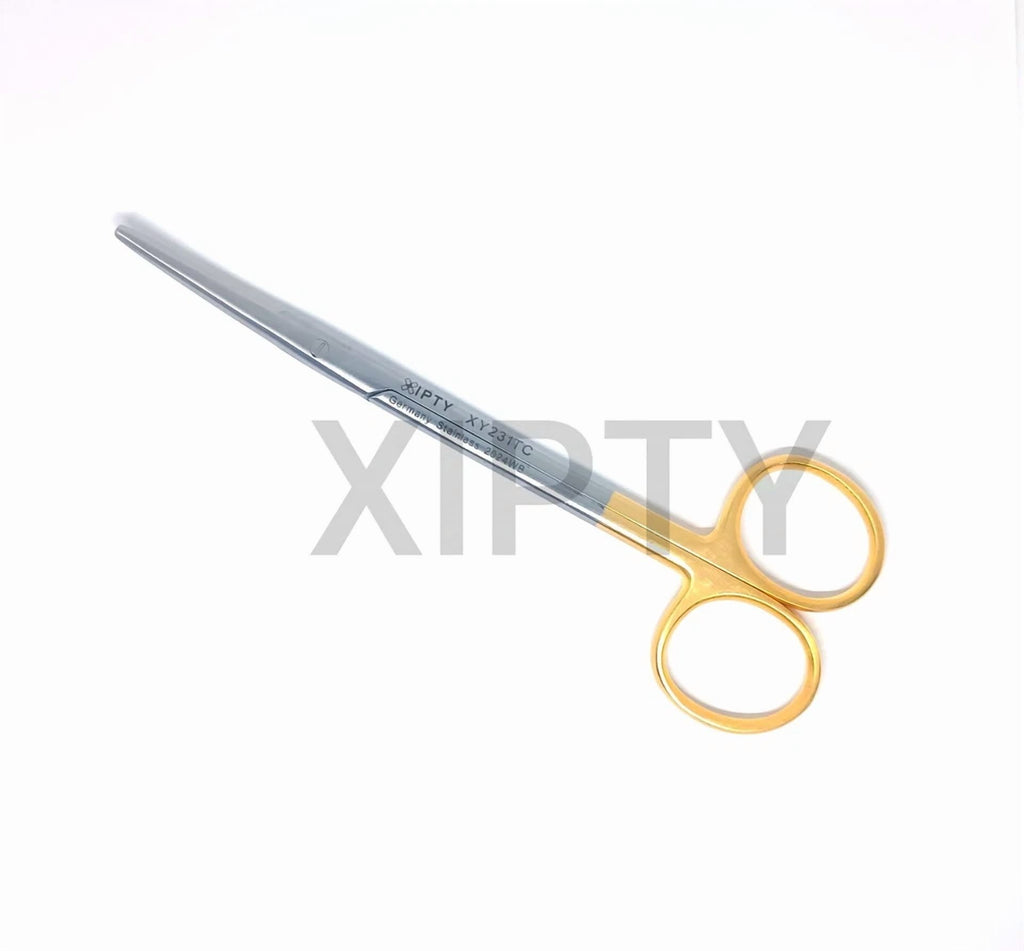 Fyna -Tc Metzenbaum Scissors 5.5'' Curved One Serrated Blade Gold Handles