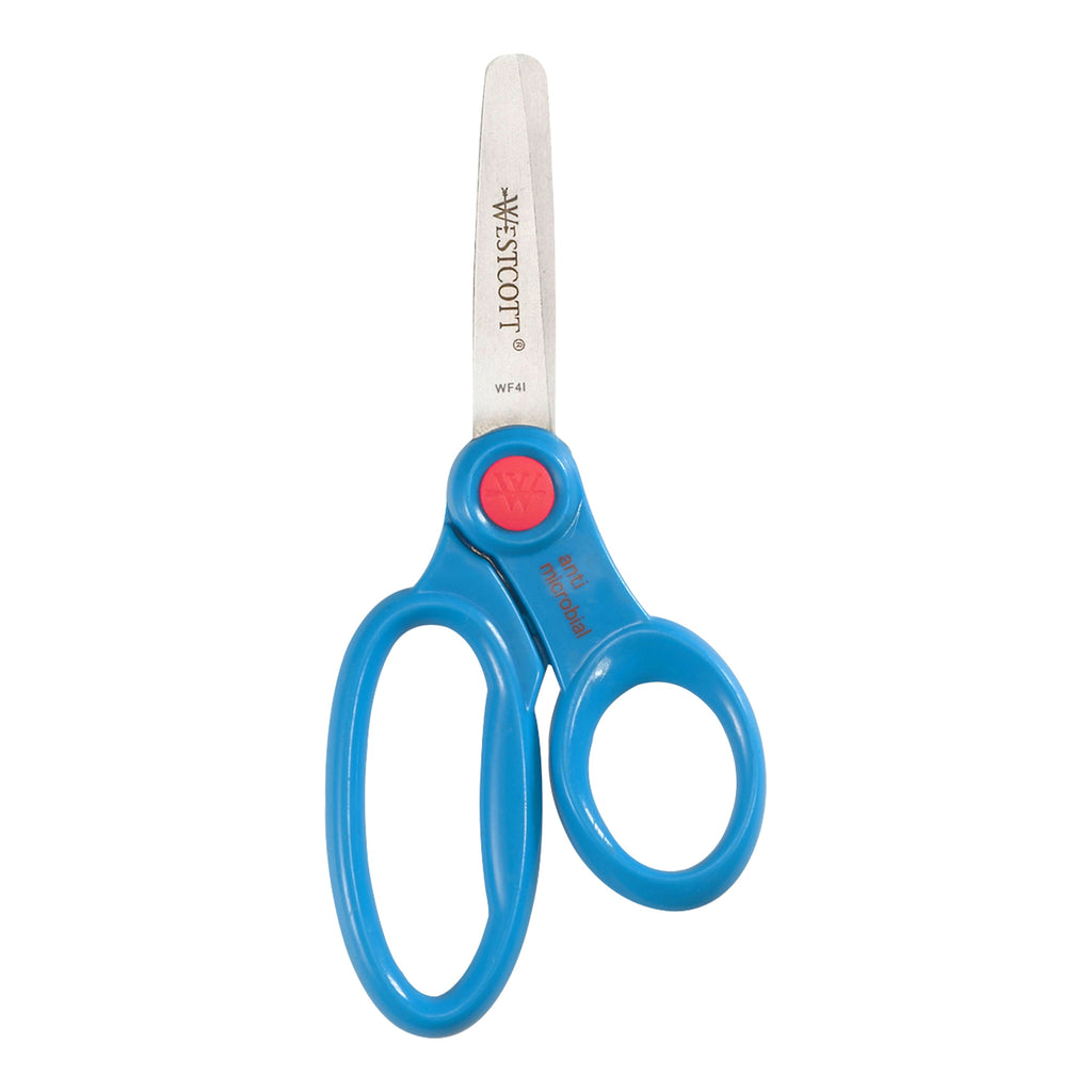 Westcott 5" Kids Scissors with Caddy, Blunt, Elementary, Multicolor, 24-Pack