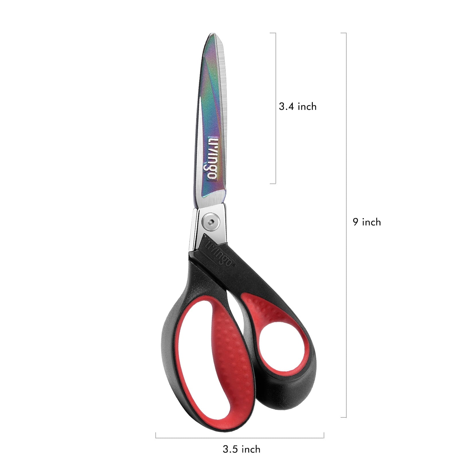 LIVINGO 9” Scissors All Purpose Heavy Duty Sharp Industrial Multipurpose Shears for Cutting Fabric Leather Felt, Titanium Coated Hot Forged Steel, Red Black