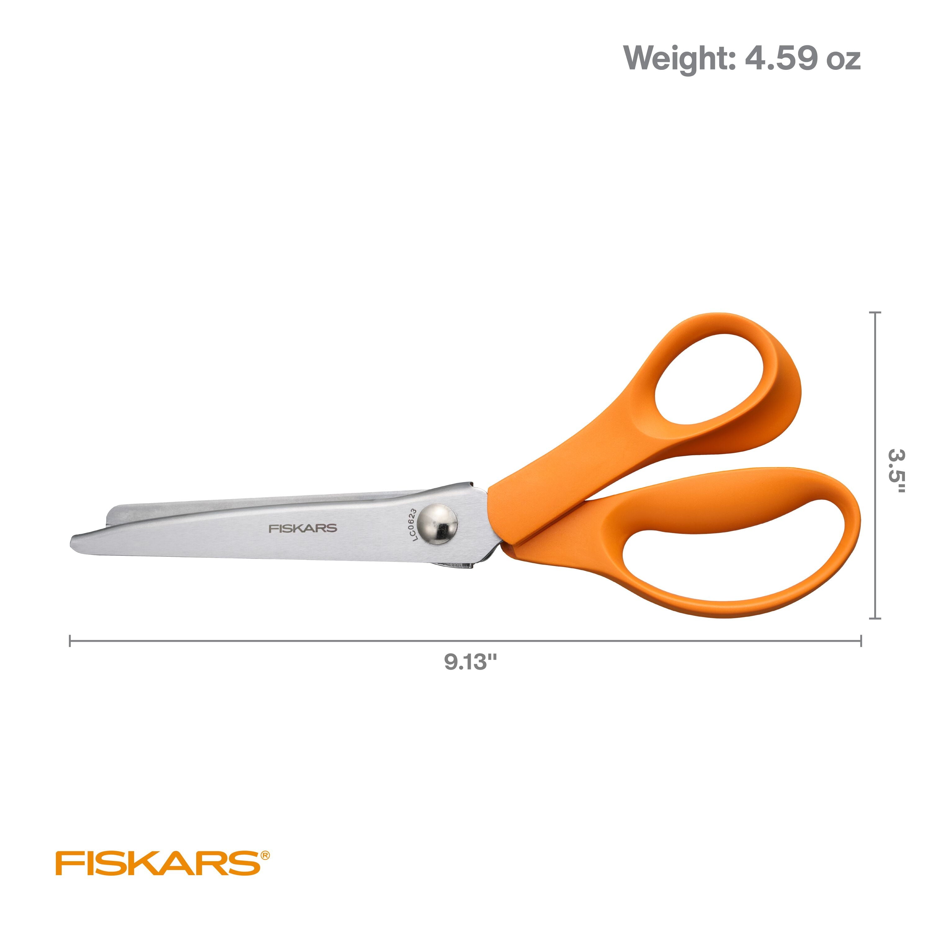 Fiskars 8" Pinking Shears, with Pointed Tip for Fabric Cutting, Orange