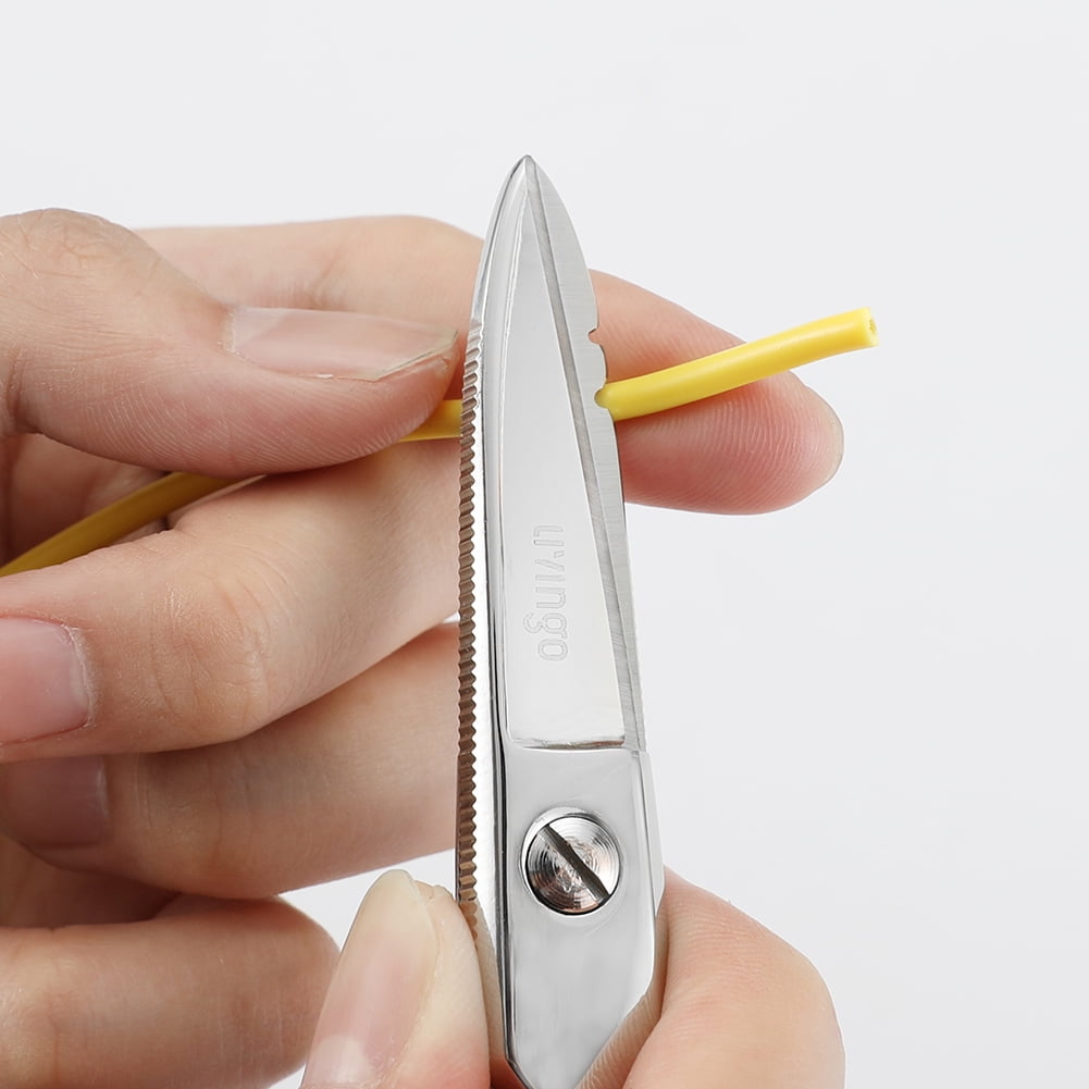 LIVINGO 5 1/5 in Electrician Scissors, Stainless Steel Heavy Duty Wire Cable Shears