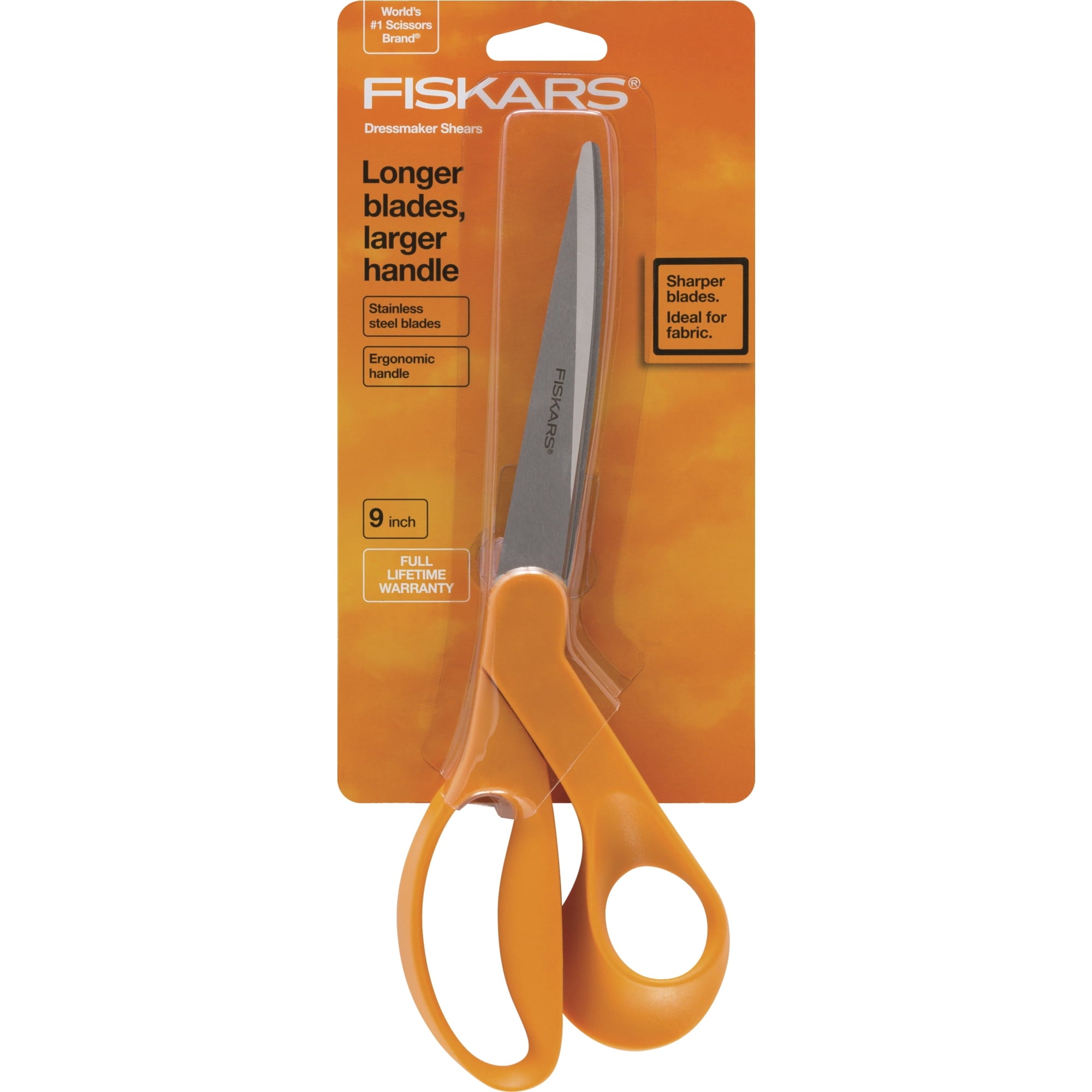Fiskars Dressmaker Shears 9 inch, Orange, Fabric Scissors, 1 Count