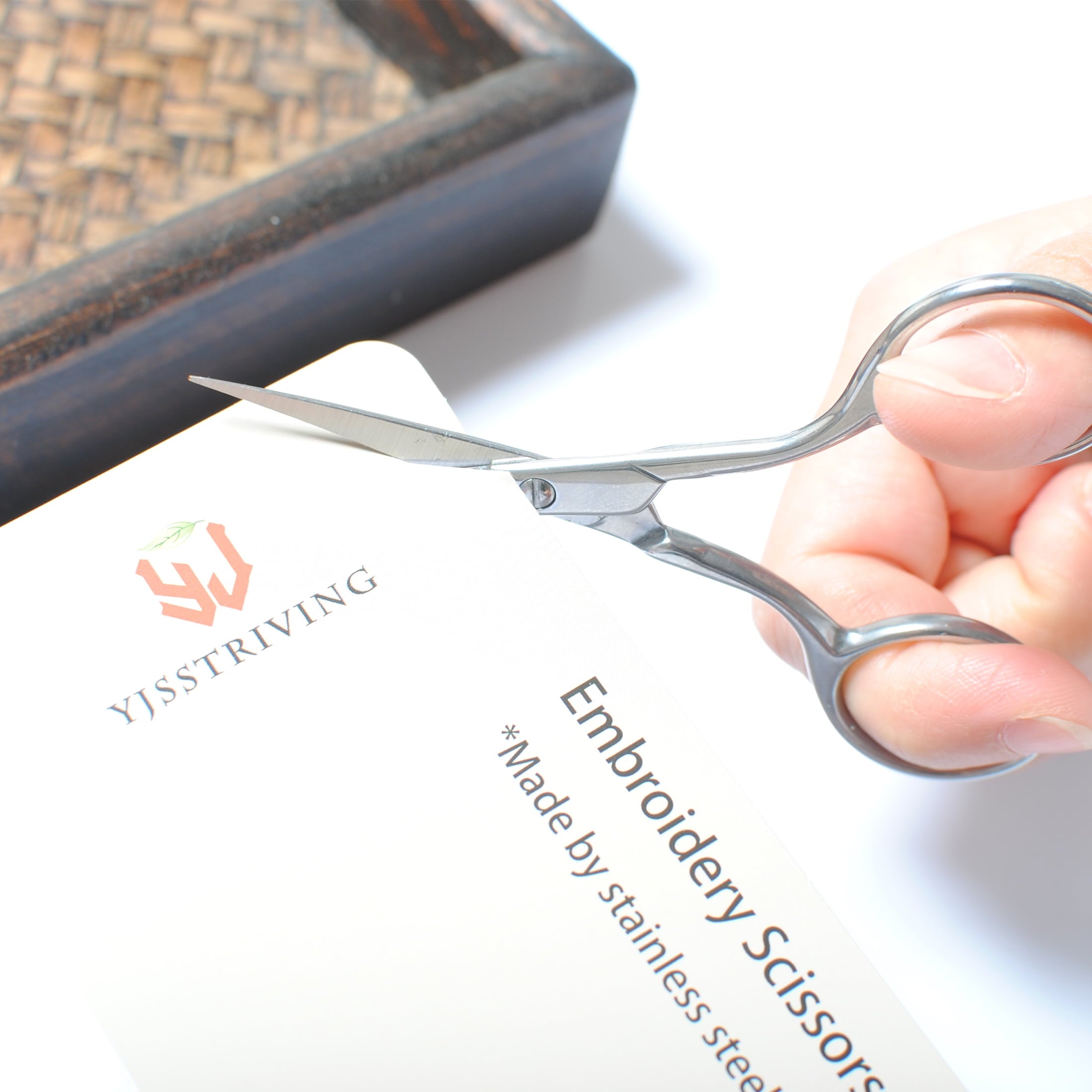 YJSStriving Small Embroidery Scissors 4 Inch Sharp Pointed Tip Precision Scissors Stainless Steel Detail Sewing Scissors for Yarn Thread Cutting, Needlework, Crafting, Sewing