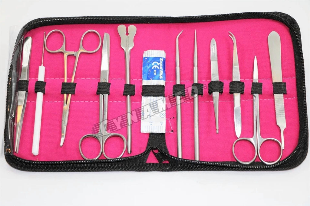 Fyna -German Dissecting Kit Of 12 Pcs, Scissors, Forceps, Probe, Blades, Needle Etc