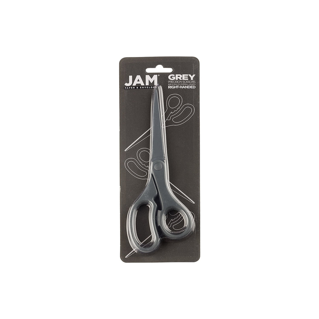 JAM Paper Multi-Purpose Precision Scissors, Grey, 8 inch, 1/Pack