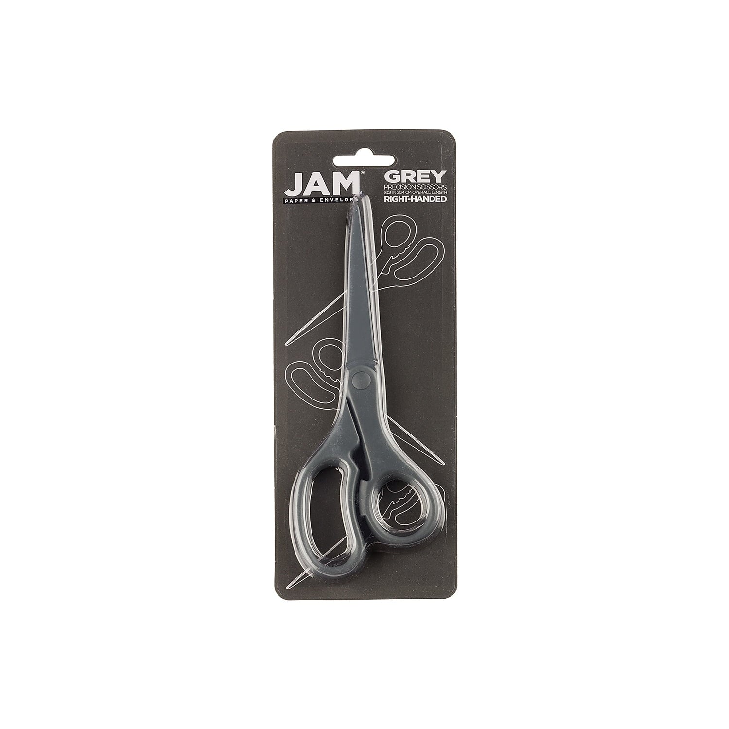 JAM Paper Multi-Purpose Precision Scissors, Grey, 8 inch, 1/Pack