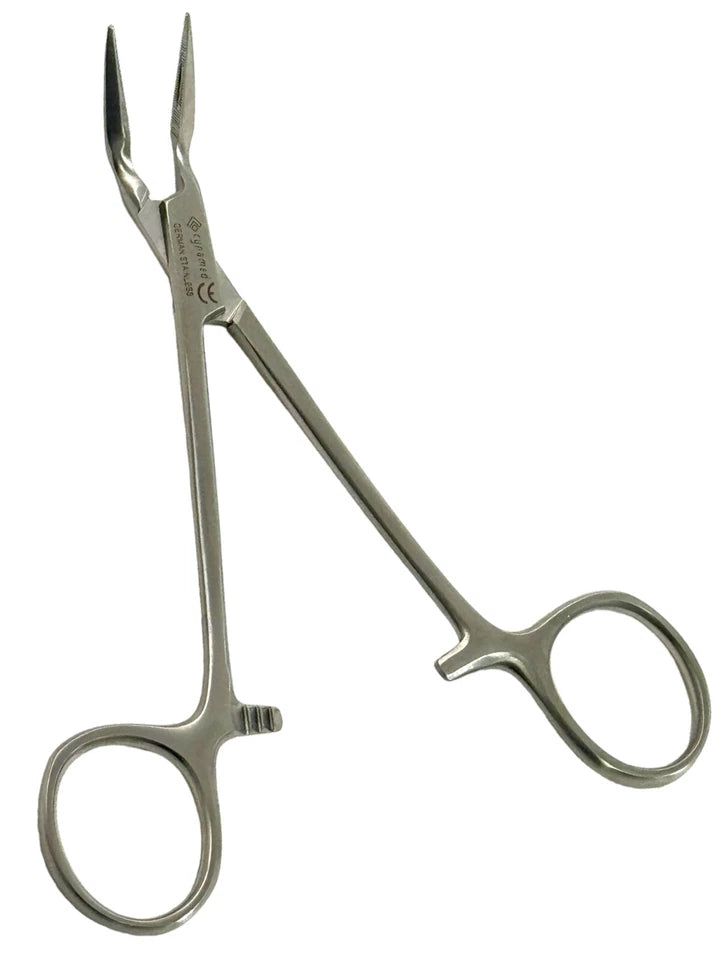90° Angled Stieglitz Splinter Forceps, Serrated, Fine Tips, & Ratchet Locking