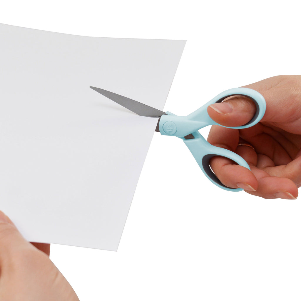 Westcott Crafting Scissors, Titanium Bonded, 5" Micro-Tip, Light Blue, 1 Count