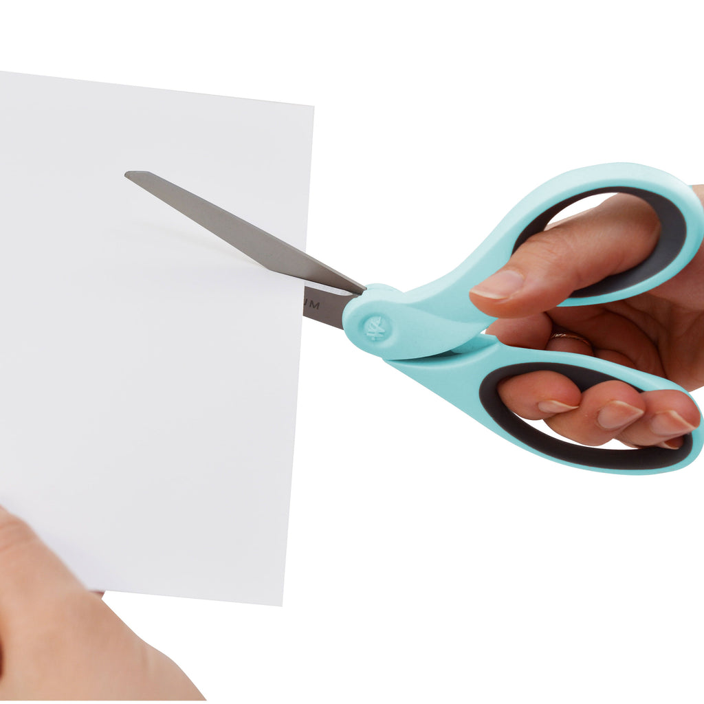 Westcott Titanium Bonded Sewing Scissors, 8", Bent, Blue, 1-Count