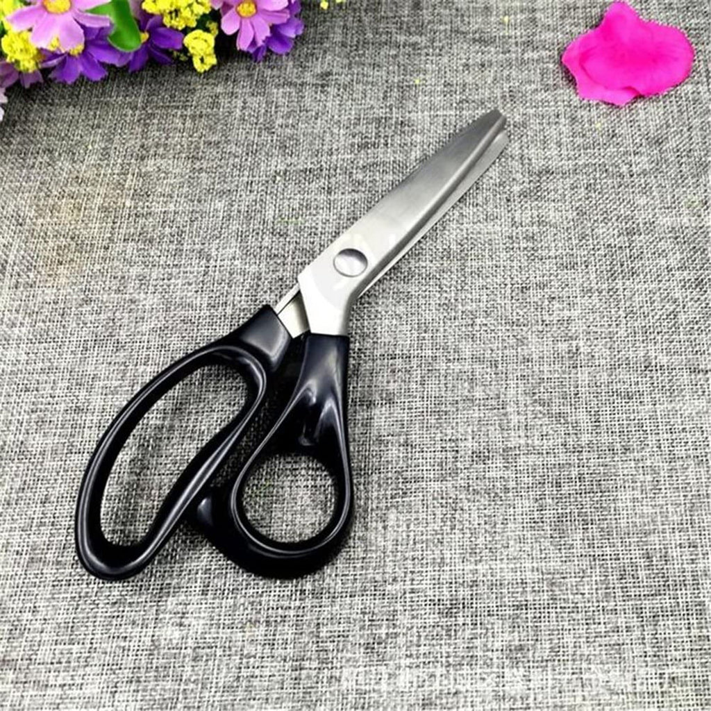 Zynic Stainless Steel Pinking Shears Comfort Grip Handled Professional Fabric Crafts Dressmaking Zig Zag Cut Scissors Sewing Scissors (Serrated,Black)