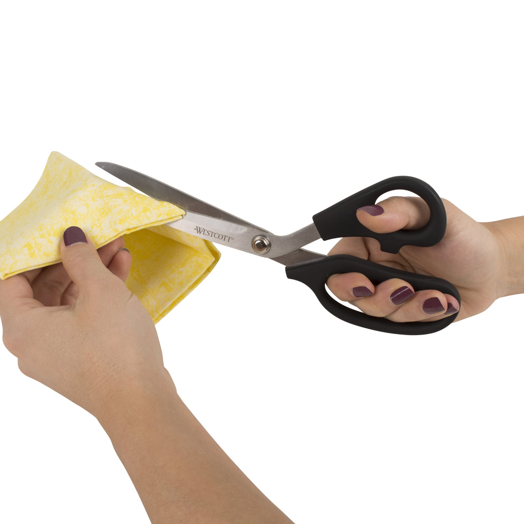 Westcott Multipurpose Scissors, All Purpose Plus, 9", Bent, Stainless Steel, for Office, Black, 1-Count