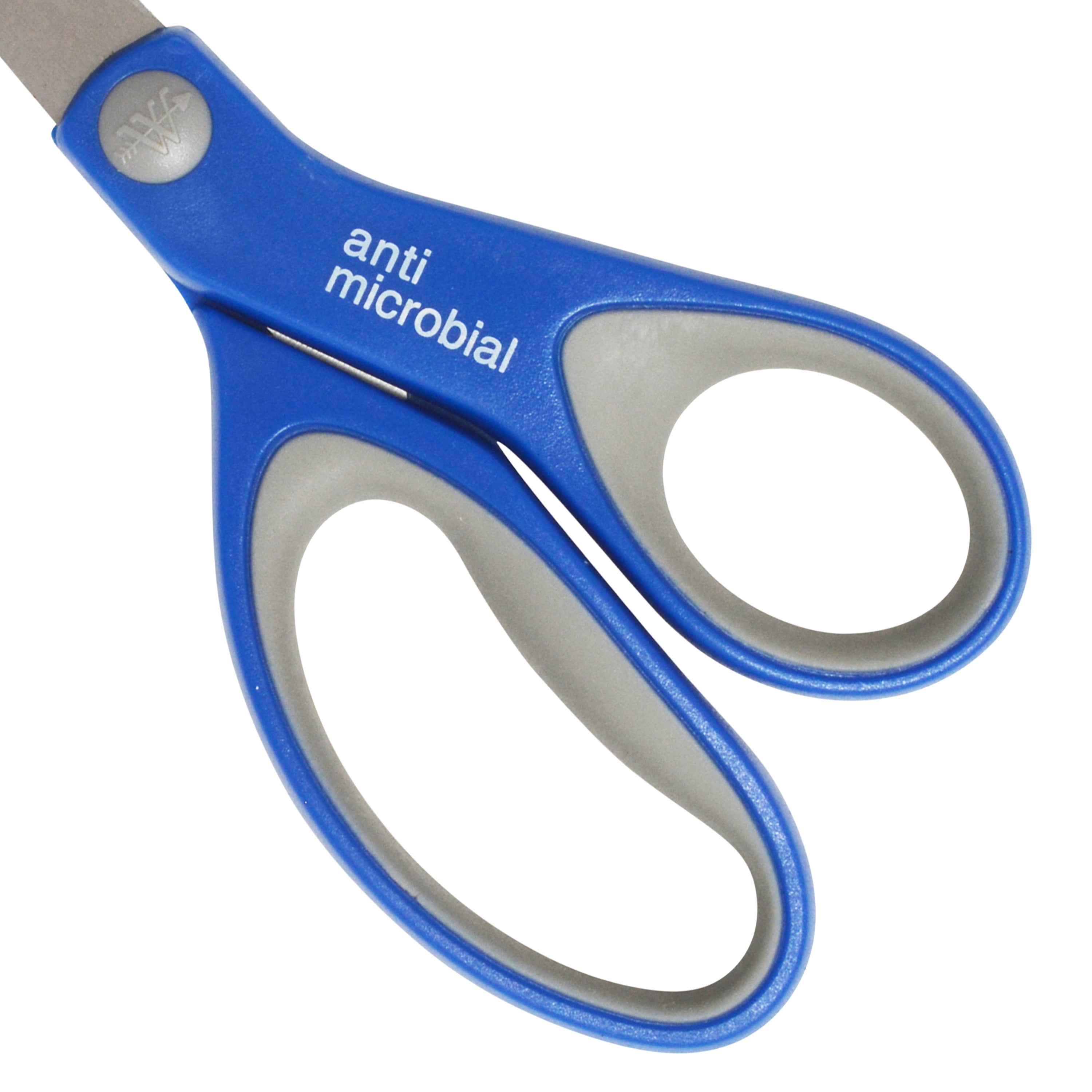 Westcott Anti-Microbial Soft Handle Scissors, 8", for Office, High School, Blue, 3-Pack