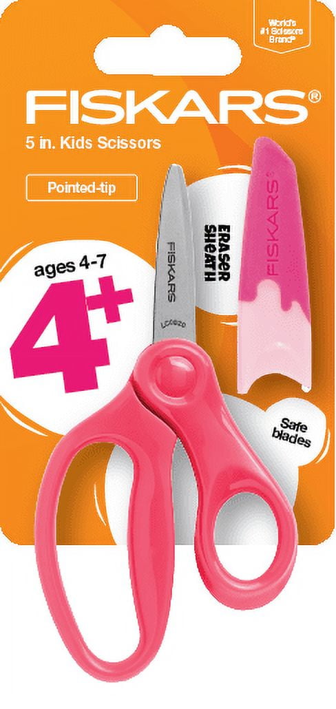 Fiskars (12 pack) 5" Pointed Kids Scissors Ages 4-7, Pink, Elementary School Scissors