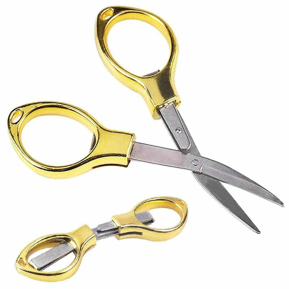 Foldable Scissors, Stainless Steel Portable Travel Scissors, Small Folding Scissors Pointy Sewing Scissor, Craft Scissors Yarn Cutter, Snips, Fold Up Scissor