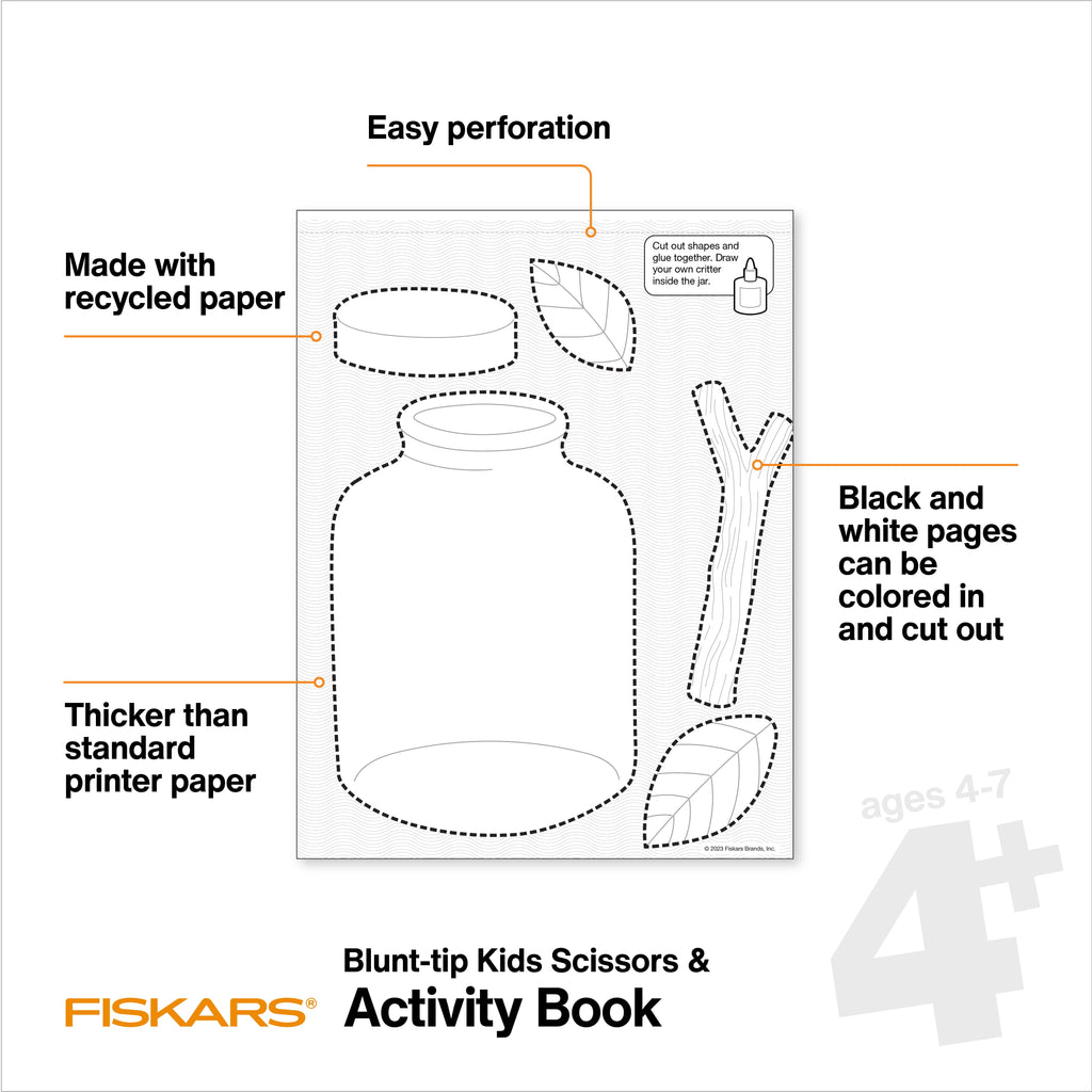 Fiskars® Kids Cutting Activity Book (Age 4+) with Blue Blunt-tip Kids Scissors (5 in.)