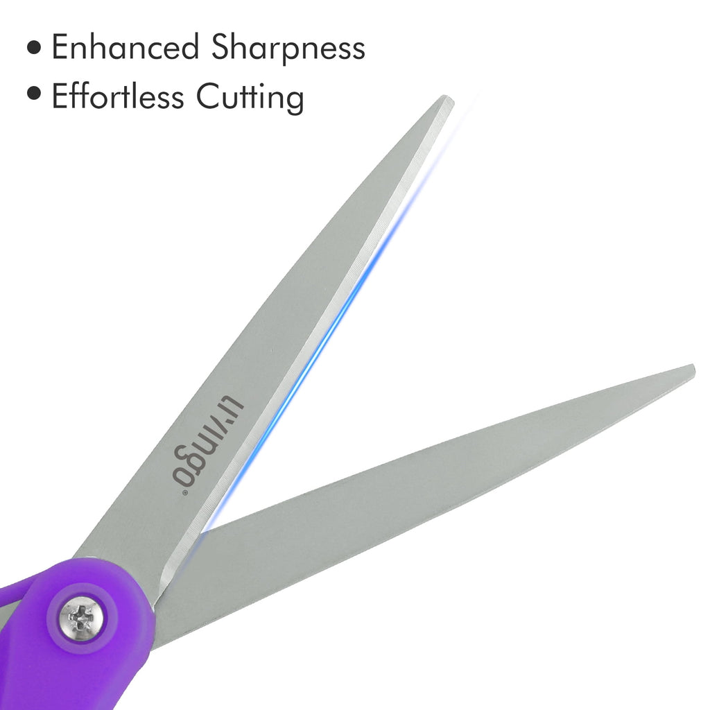 LIVINGO 36 Pack Office Scissors, 8” Sharp Bulk Scissors All Purpose Crafting Purple Green Gray