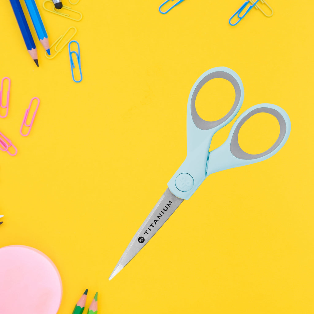 Westcott Crafting Scissors, Titanium Bonded, 5" Micro-Tip, Light Blue, 1 Count