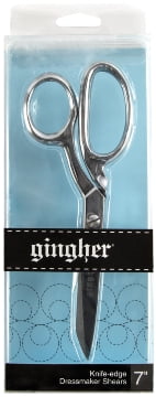 Gingher Knife Edge Bent Trimmers- 7" Stainless Steel, Sewing Scissors, Fabric & Denim - Silver