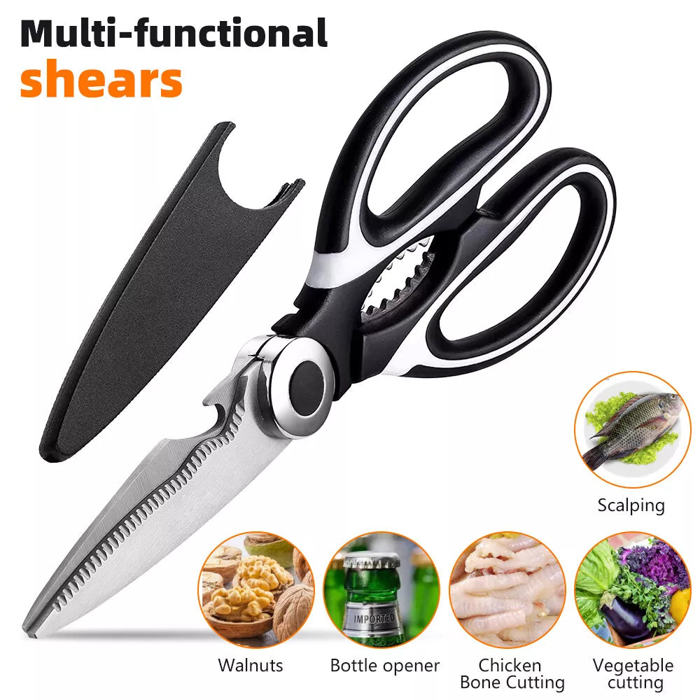8" Kitchen Scissors Poultry Shears All Purpose Heavy Duty- Sharp Stainless Steel