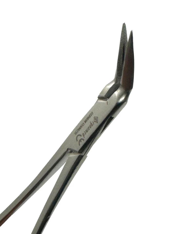 90° Angled Stieglitz Splinter Forceps, Serrated, Fine Tips, & Ratchet Locking